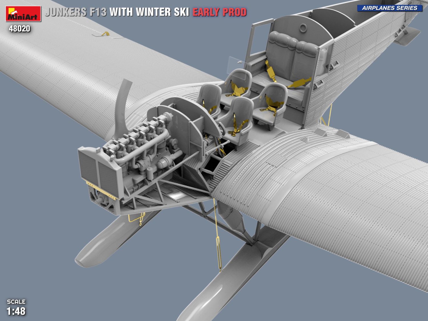 MiniArt 48020 1:48 Junkers F13 Kış Kayaklı Junkers Maketi. Early Prod.
