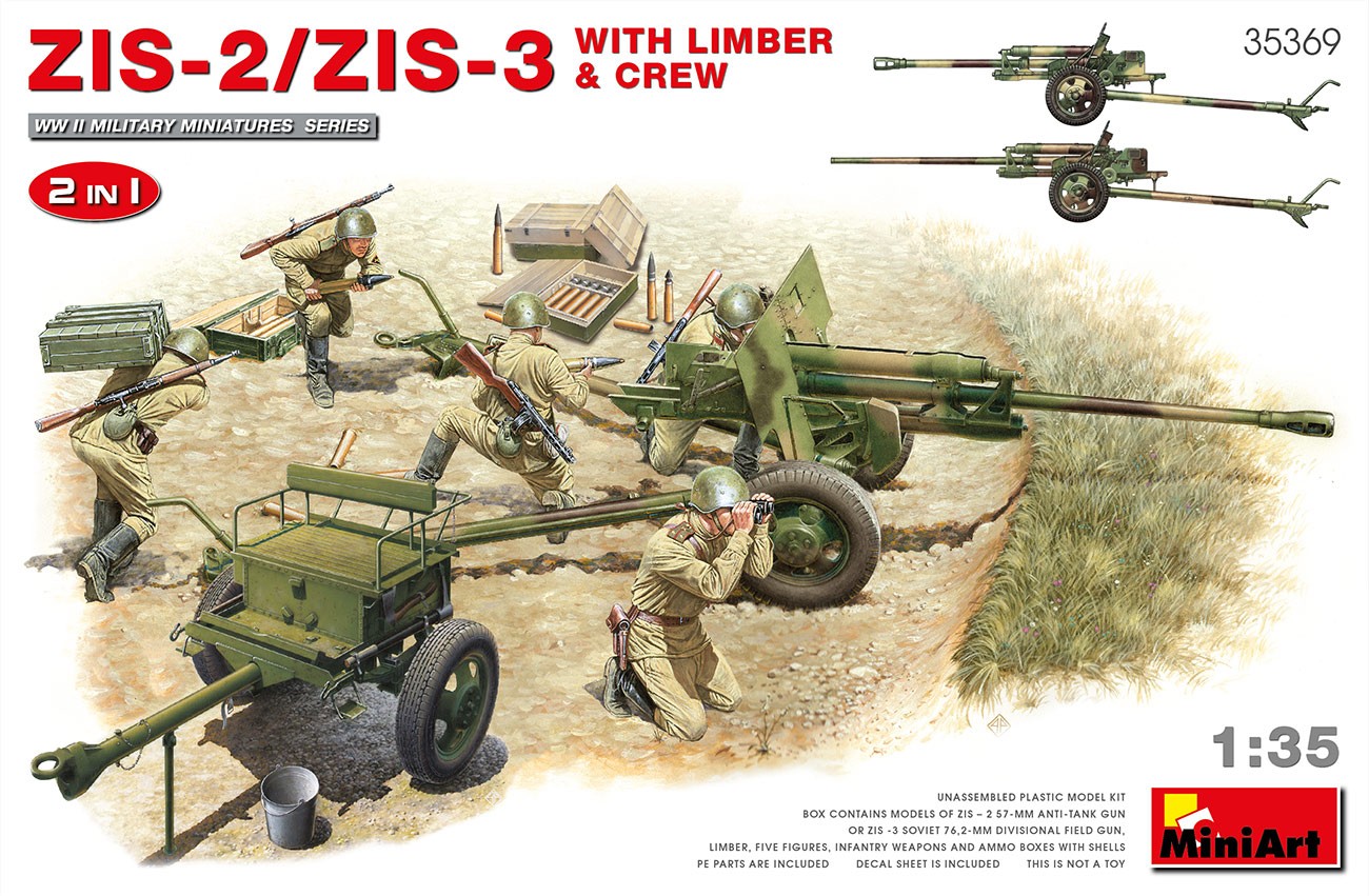 MiniArt 35369 1:35 Top Arabası Ön Parçası ve Mürettebat & ZIS-2/ZIS-3