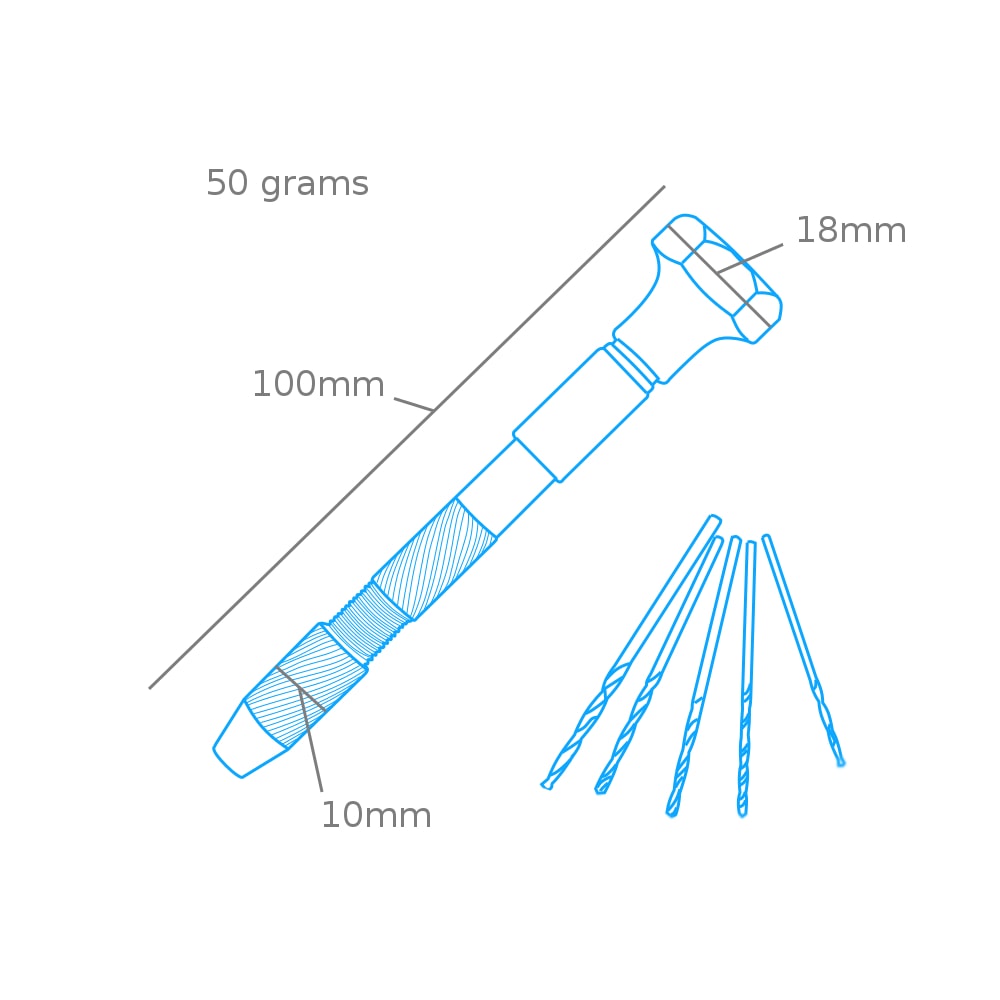 Modelcraft Pin Mengene Çift Uçlu Döner Başlık ve 5 Matkap Ucu (0 - 2,9 mm)
