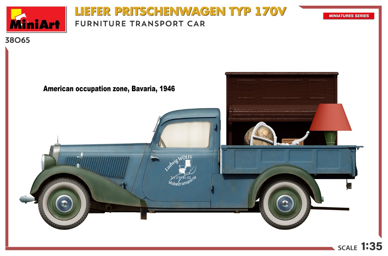 MiniArt 38065 1:35 Liefer Pritschenwagen Tip 170V Mobilya Nakliye Aracı