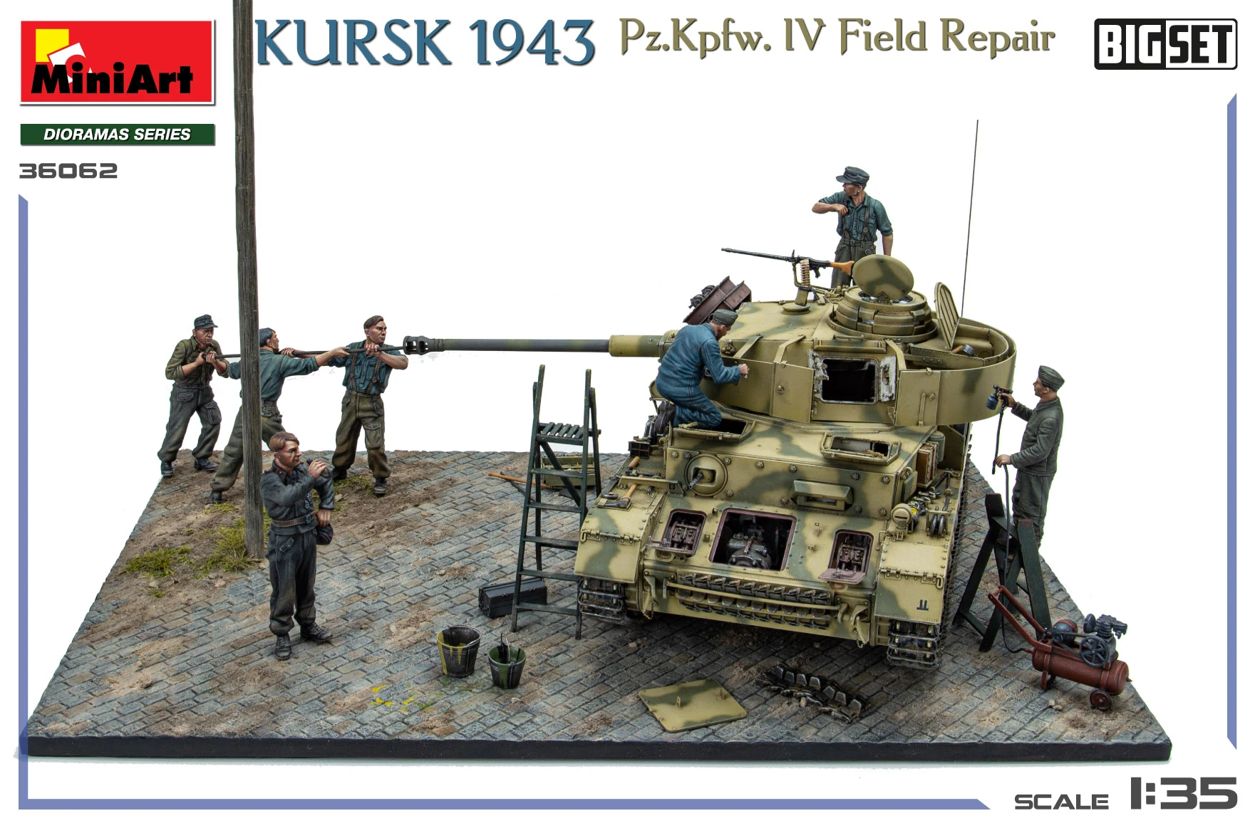 MiniArt 36062 1:35 Kursk 1943. Pz.Kpfw. IV Sahada Onarım Maket Kiti Big Set