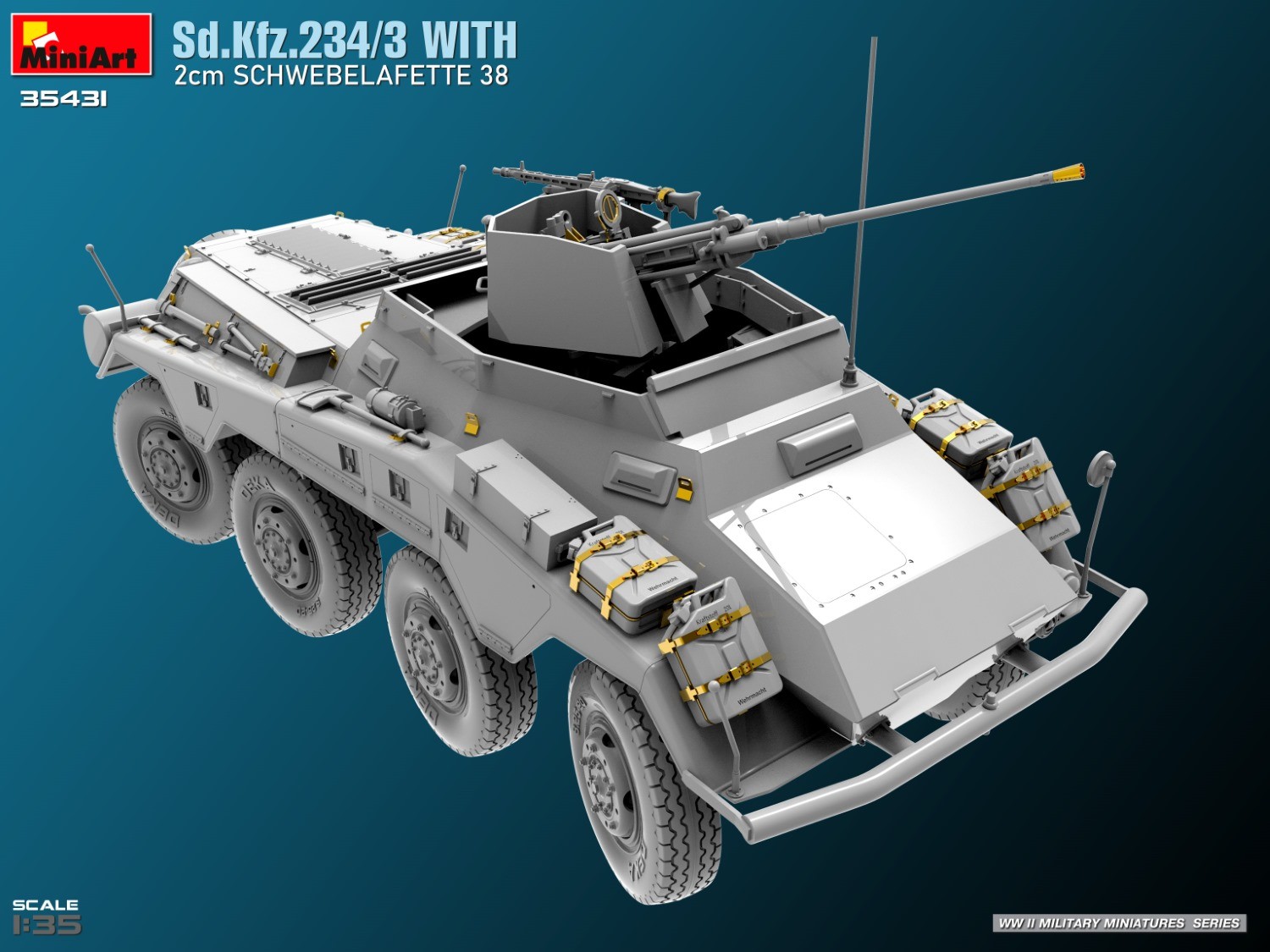 MiniArt 35431 1:35 Sd.Kfz.234/3 2cm Schwebelafette 38 ile