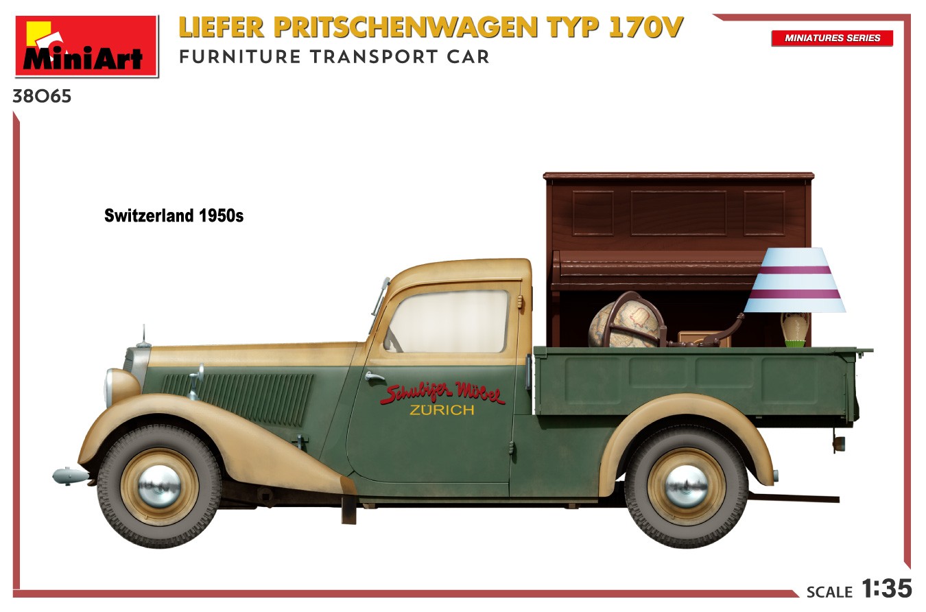MiniArt 38065 1:35 Liefer Pritschenwagen Tip 170V Mobilya Nakliye Aracı