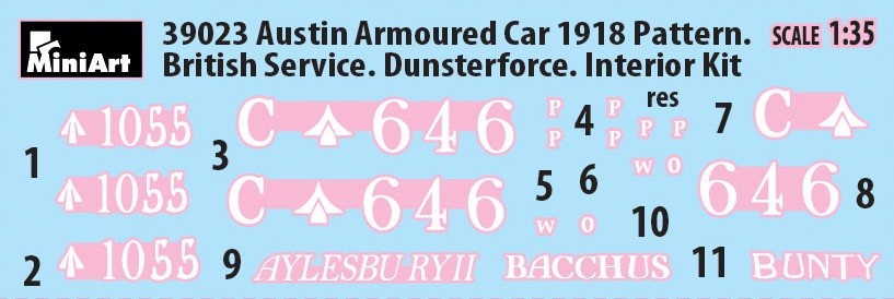 MiniArt 39023 1:35 Austin Zırhlı Araç 1918 Desenli İngiliz Servis. Dunsterforce. Interior Kit