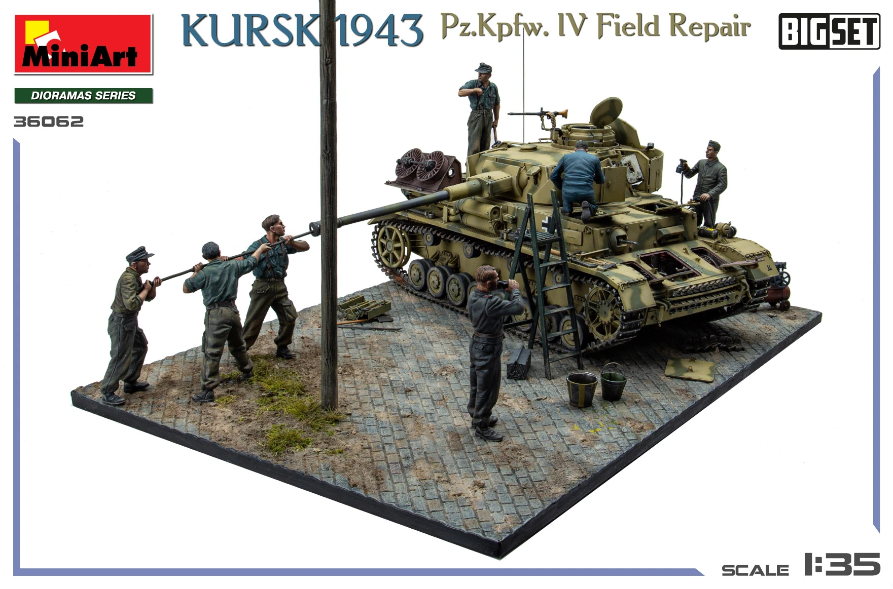 MiniArt 36062 1:35 Kursk 1943. Pz.Kpfw. IV Sahada Onarım Maket Kiti Big Set