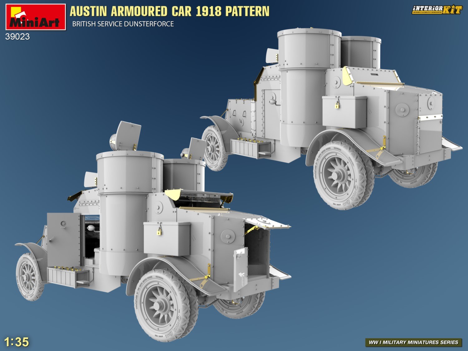 MiniArt 39023 1:35 Austin Zırhlı Araç 1918 Desenli İngiliz Servis. Dunsterforce. Interior Kit
