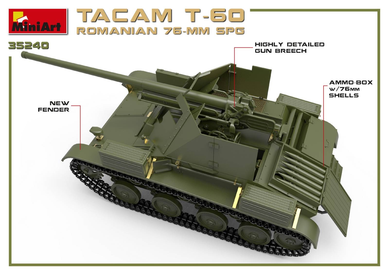 MiniArt 35240 1:35 Romanya 76 mm SPG Tacam T-60 Interior Kit