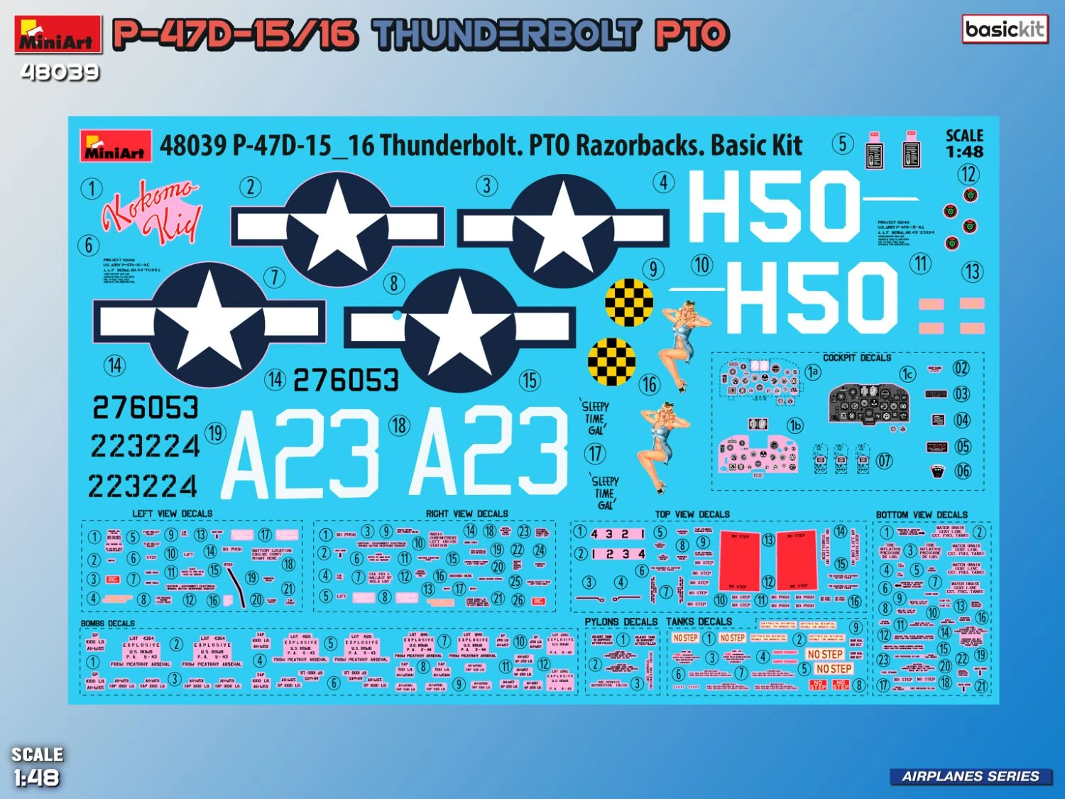 MiniArt 48039 1:48 P-47D-15/16 Thunderbolt PTO Razorbacks Temel Kit