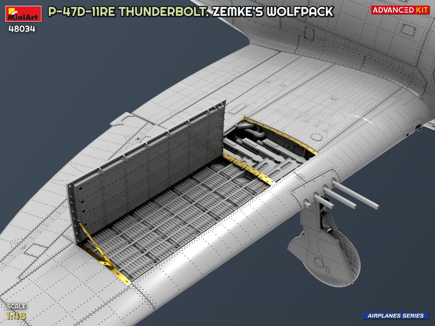 MiniArt 48034 1:48 P-47D-11RE Thunderbolt Maketi. Zemke's Wolfpack. Advanced Kit