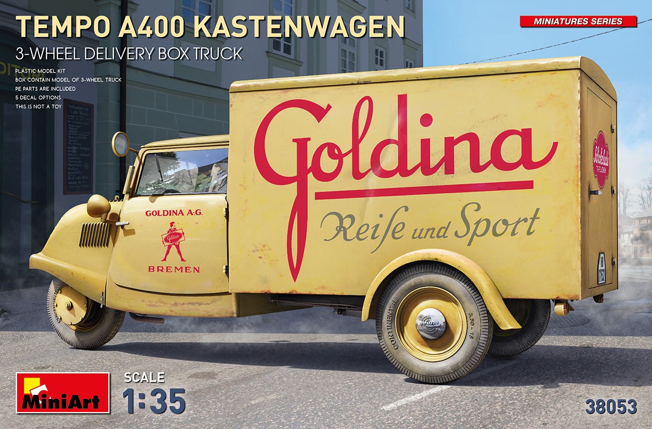 MiniArt 38053 1:35 Tempo A400 Kastenwagen 3 Tekerlekli Teslimat Kasa Kamyonu