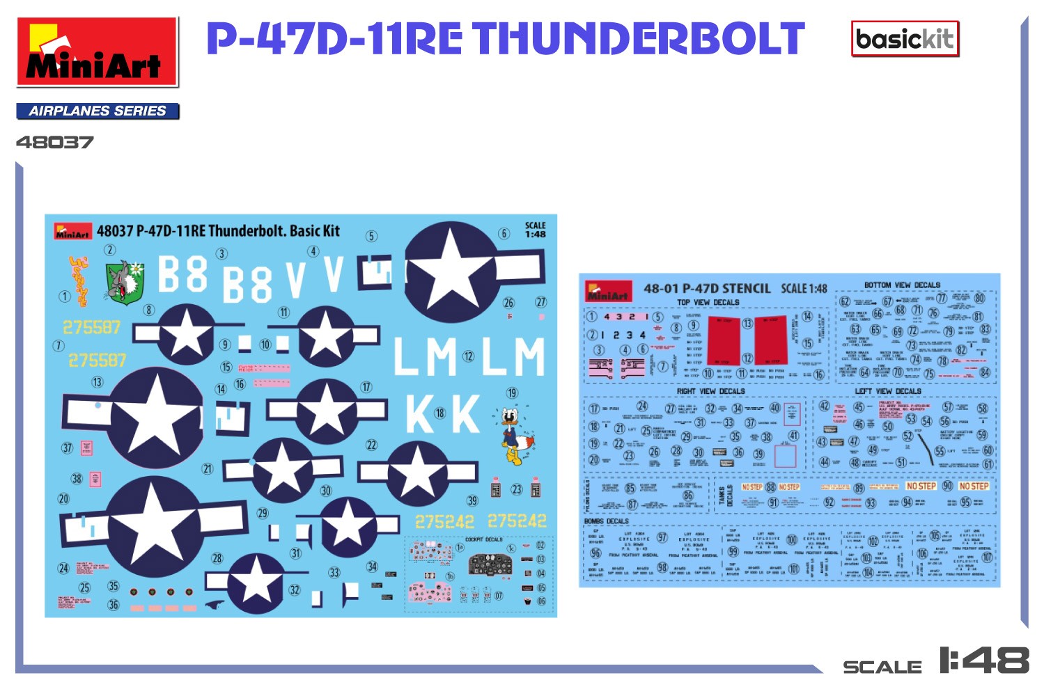 MiniArt 48037 1:48 P-47D-11RE Thunderbolt Uçak Maketi Temel Kit