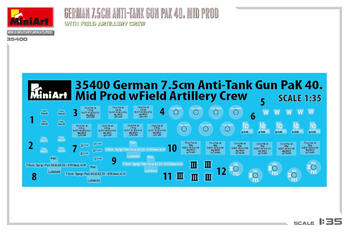 MiniArt 35400 1:35 Topçu Mürettebatı ile Alman 7,5cm. Anti-Tank Gun PaK 40. Mid. Prod.