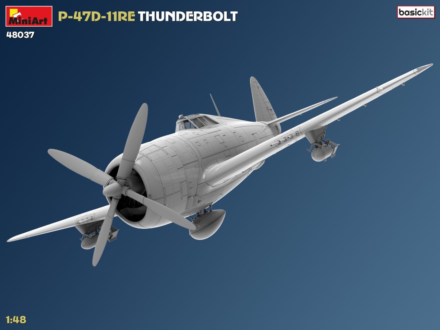 MiniArt 48037 1:48 P-47D-11RE Thunderbolt Uçak Maketi Temel Kit