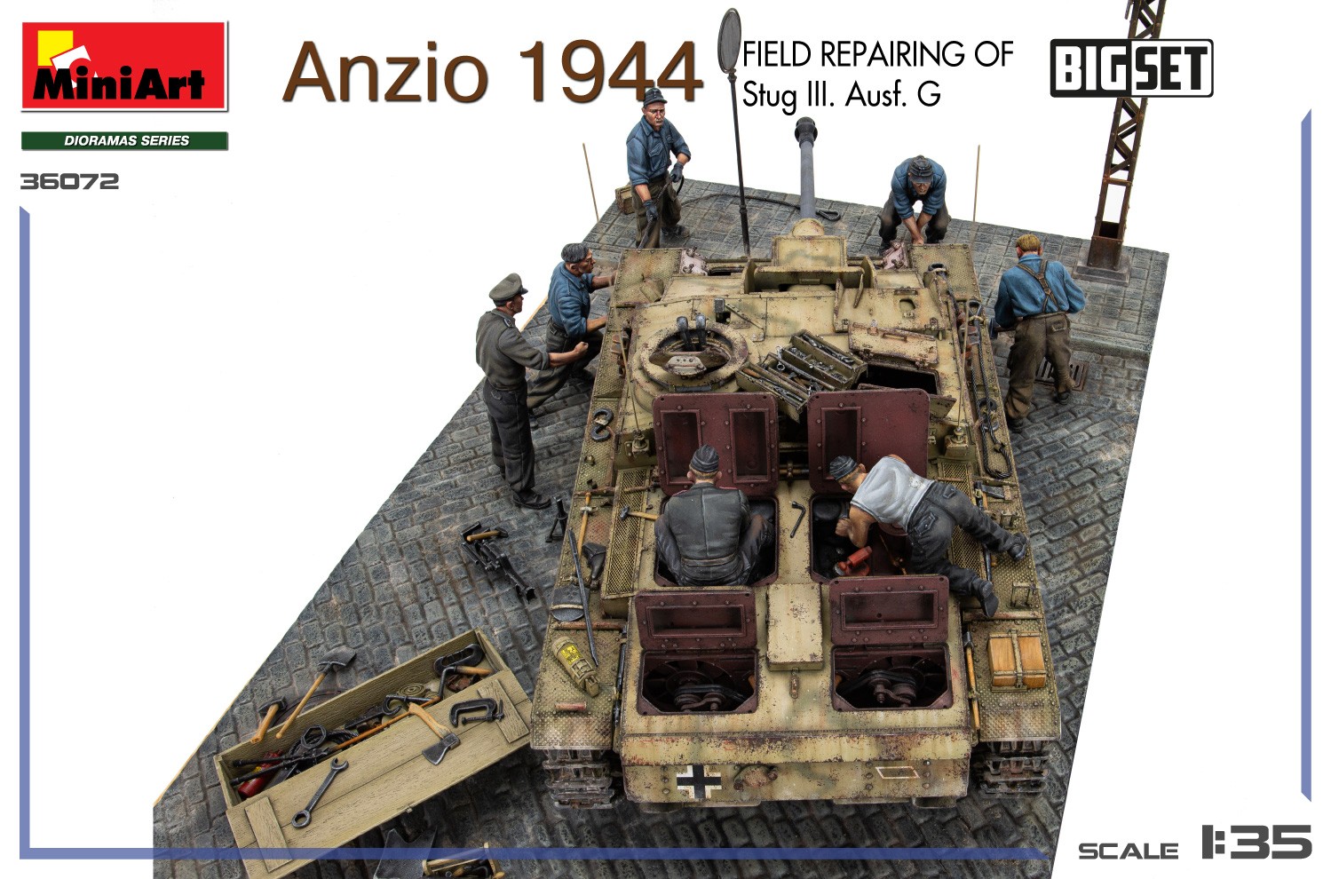 MiniArt 36072 1:35 Anzio 1944. Stug III. Ausf. G.'nin Saha Onarım Maketi BIG SET