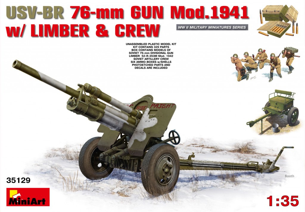MiniArt 35129 1:35 MiniArtUSV-BR 76-mm Silah Mod.1941. Top Arabası Ön Parçası & Mürettebat ile birlikte.