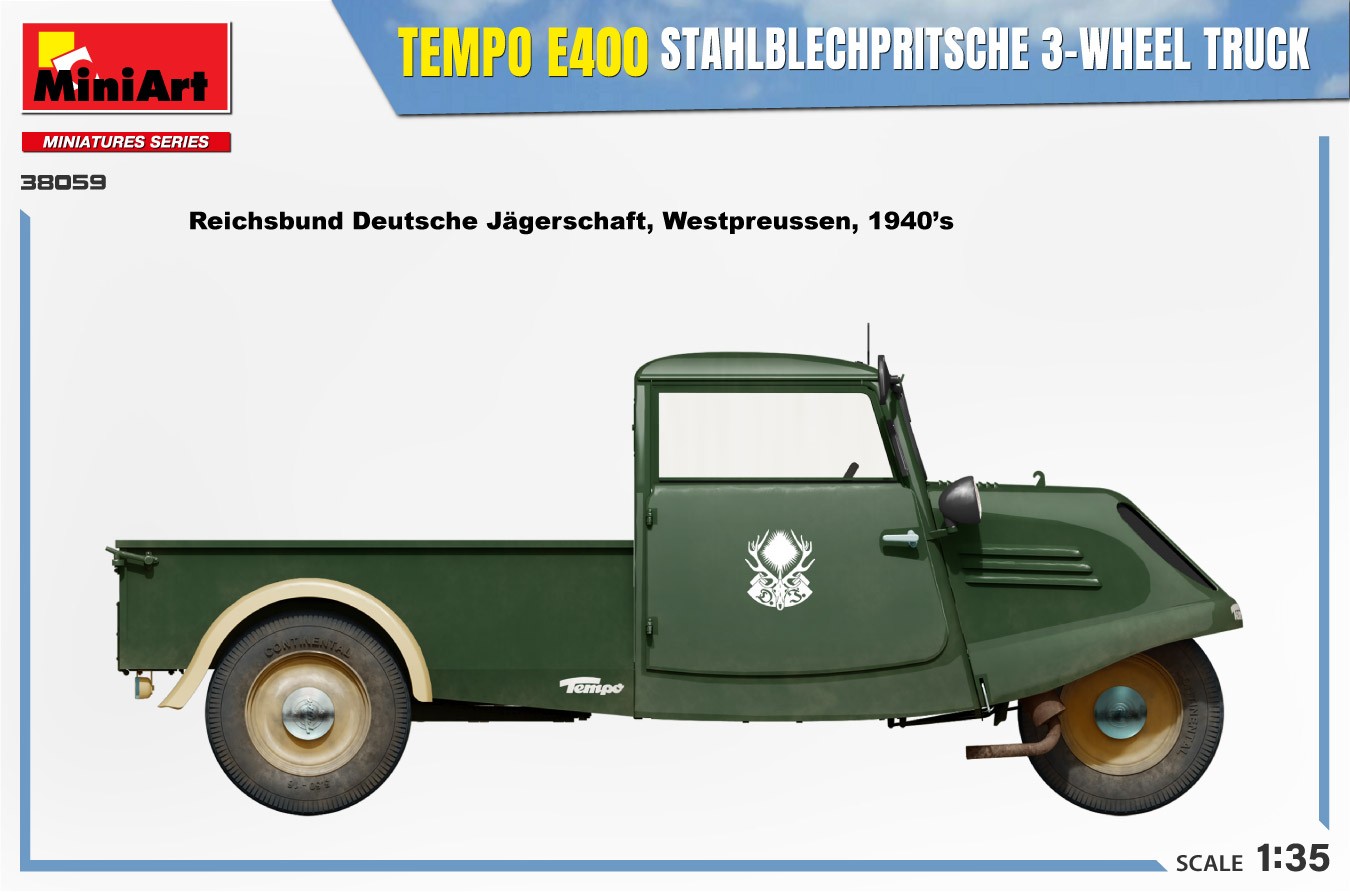 MiniArt 38059 1:35 Tempo E400 StahlblechPritsche 3 Tekerlekli Kamyon
