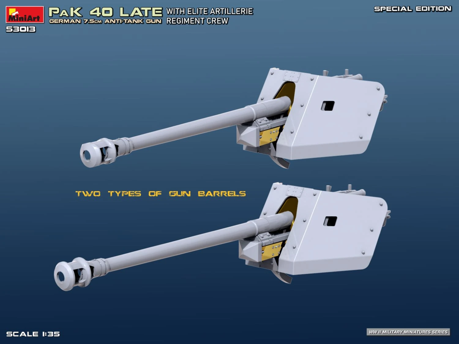 MiniArt 53013 1:35 Alman Geç Dönem 7,5 Cm Pak 40 Tanksavar Topu ve Elit Topçu Alayı Mürettebatı İle Özel Baskı