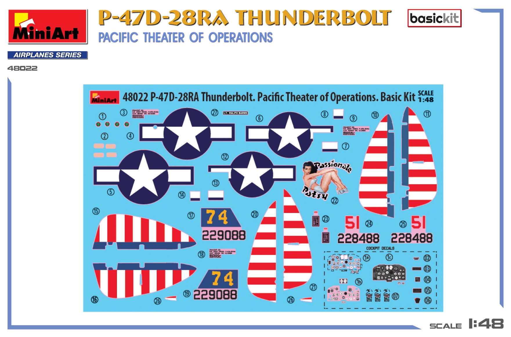 MiniArt 1:48 P-47D-28RE Thunderbolt Pasifik Harekat Sahnesi. Basic Kit.