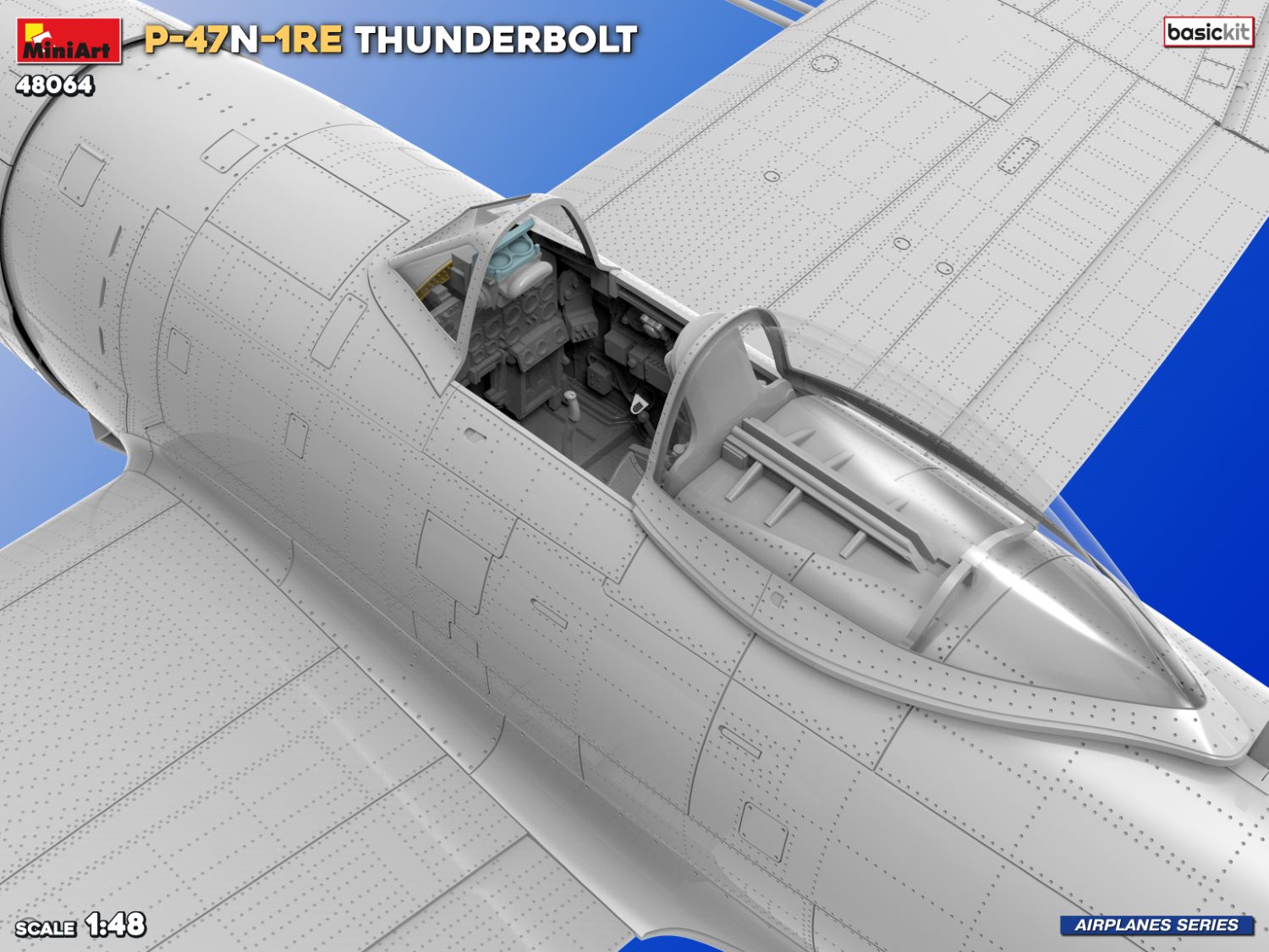 MiniArt 48064 1:48 P-47N-1RE Thunderbolt Maketi. Basic Kit