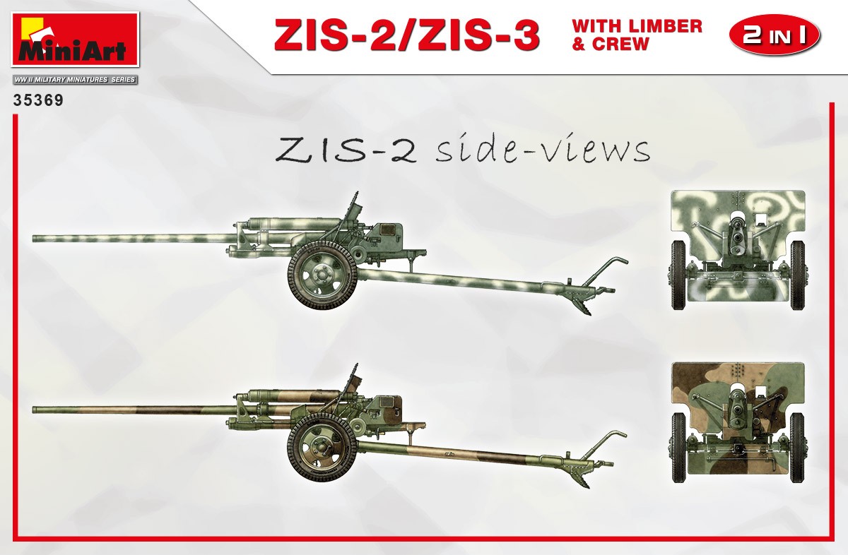 MiniArt 35369 1:35 Top Arabası Ön Parçası ve Mürettebat & ZIS-2/ZIS-3