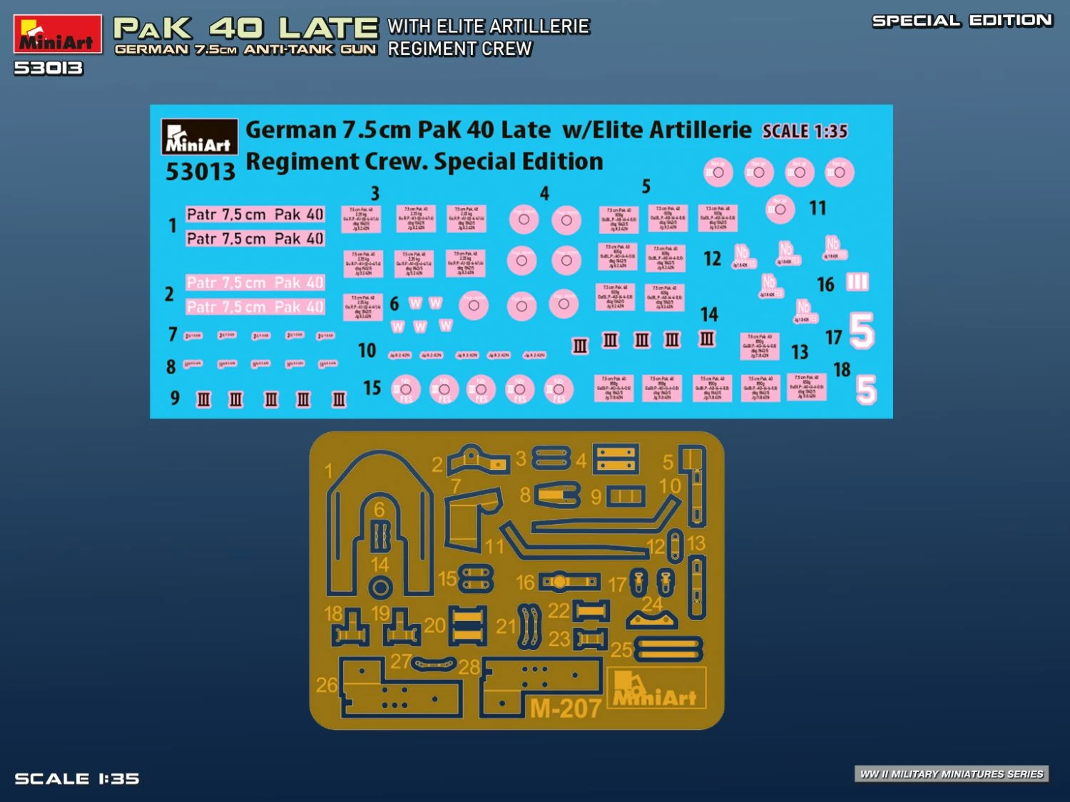 MiniArt 53013 1:35 Alman Geç Dönem 7,5 Cm Pak 40 Tanksavar Topu ve Elit Topçu Alayı Mürettebatı İle Özel Baskı