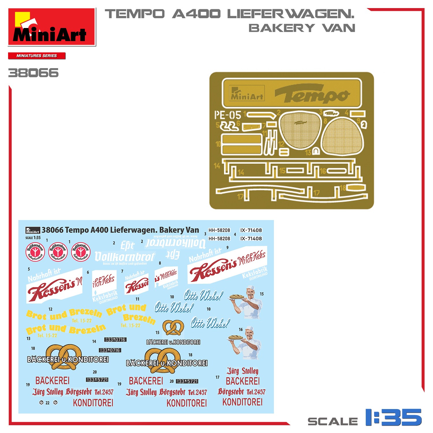 MiniArt 38066 1:35 1:35 Tempo A400 Lieferwagen. Fırıncı Kamyoneti