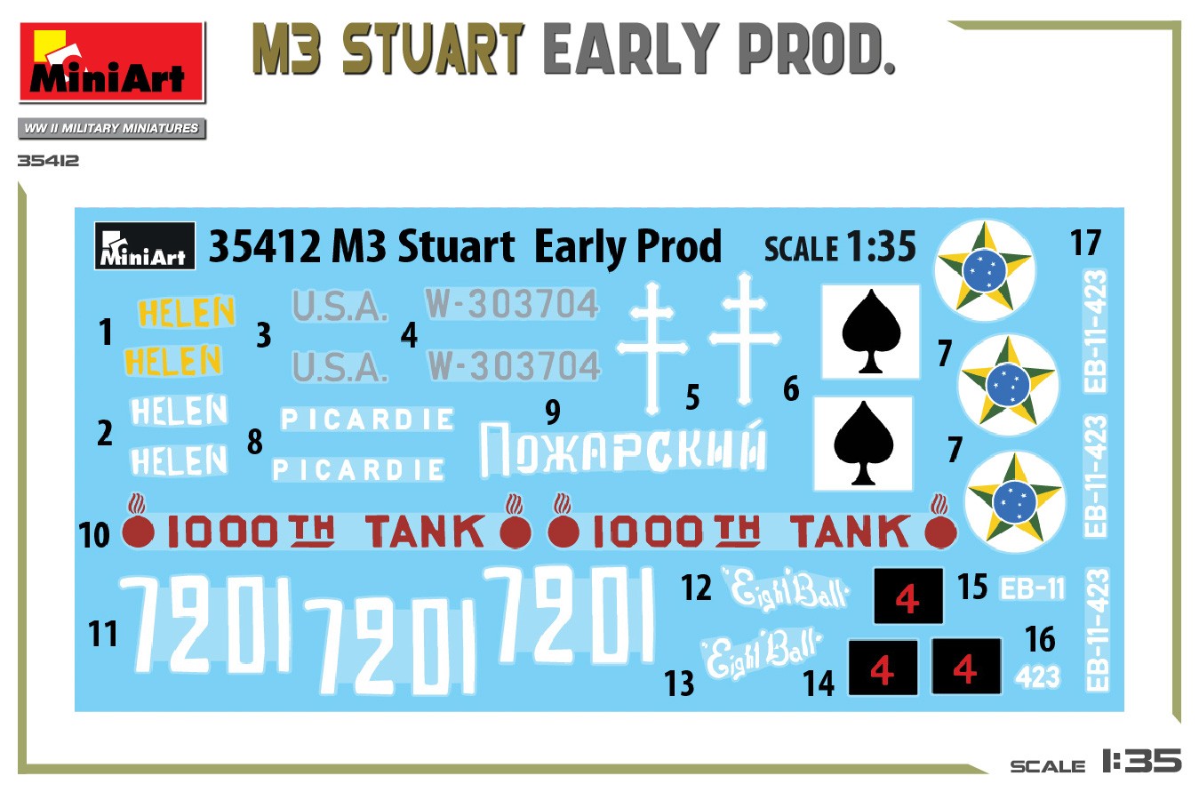 MiniArt 35412 1:35 M3 Stuart. Erken Üretim