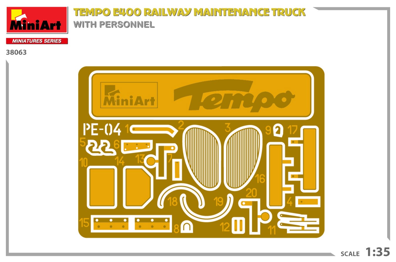 MiniArt 38063 1:35 1:35 Personeli ile Tempo E400 Demiryolu Bakım Kamyoneti