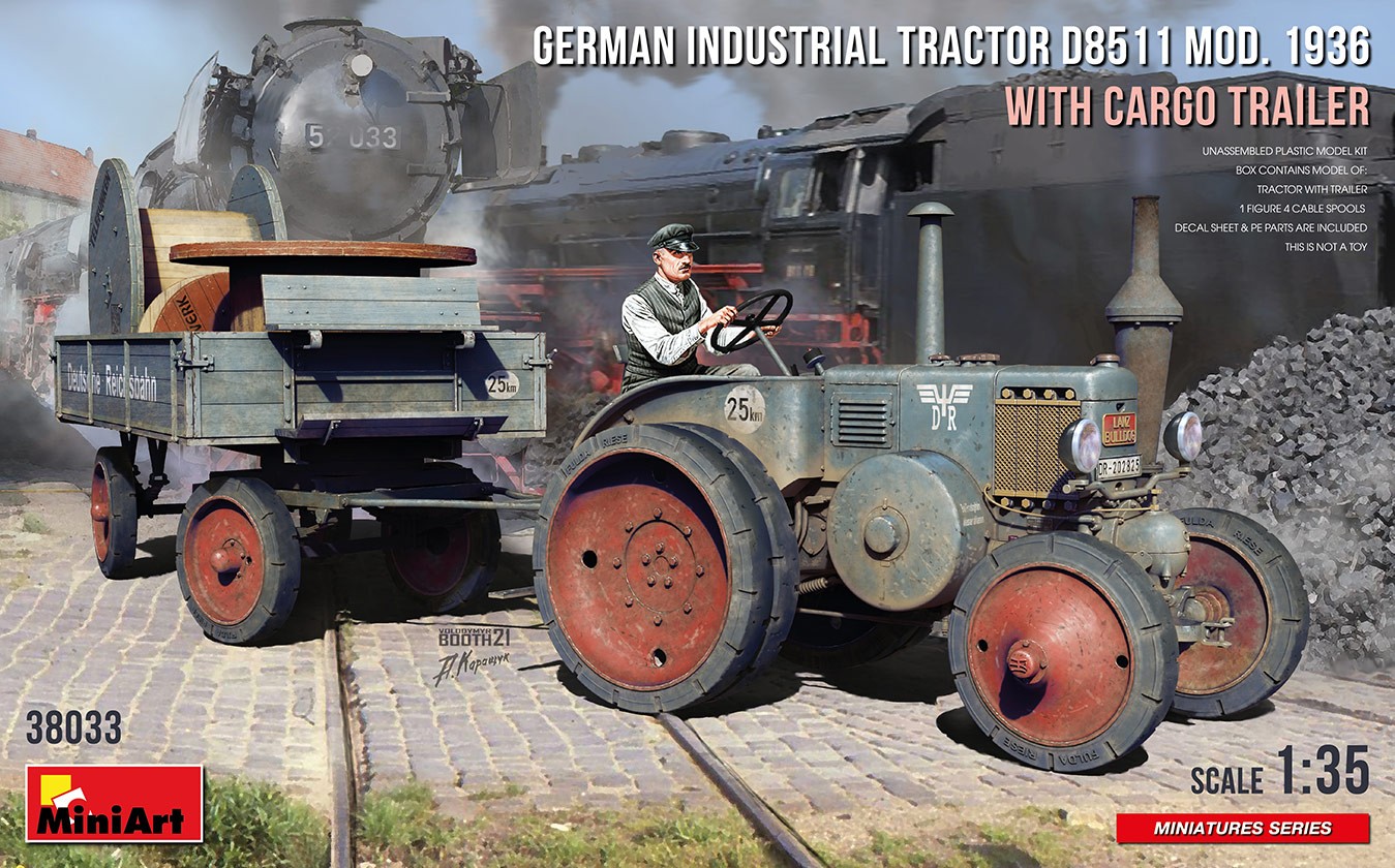 MiniArt 38033 1:35 Alman Endrüstriyel Traktör D8511. 1936 Model Taşıma Aracı ile birlikte(1 adet figür)