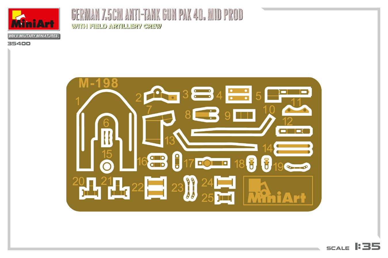 MiniArt 35400 1:35 Topçu Mürettebatı ile Alman 7,5cm. Anti-Tank Gun PaK 40. Mid. Prod.