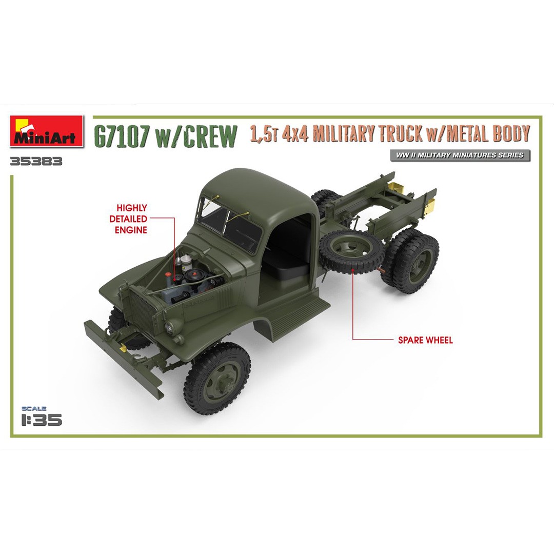 MiniArt 35383 1:35 G7107 1,5t 4x4 Metal Kamyon Mürettebat ile birlikte