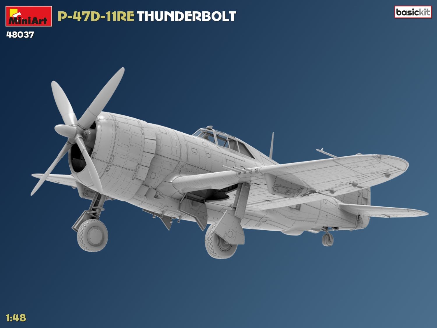 MiniArt 48037 1:48 P-47D-11RE Thunderbolt Uçak Maketi Temel Kit