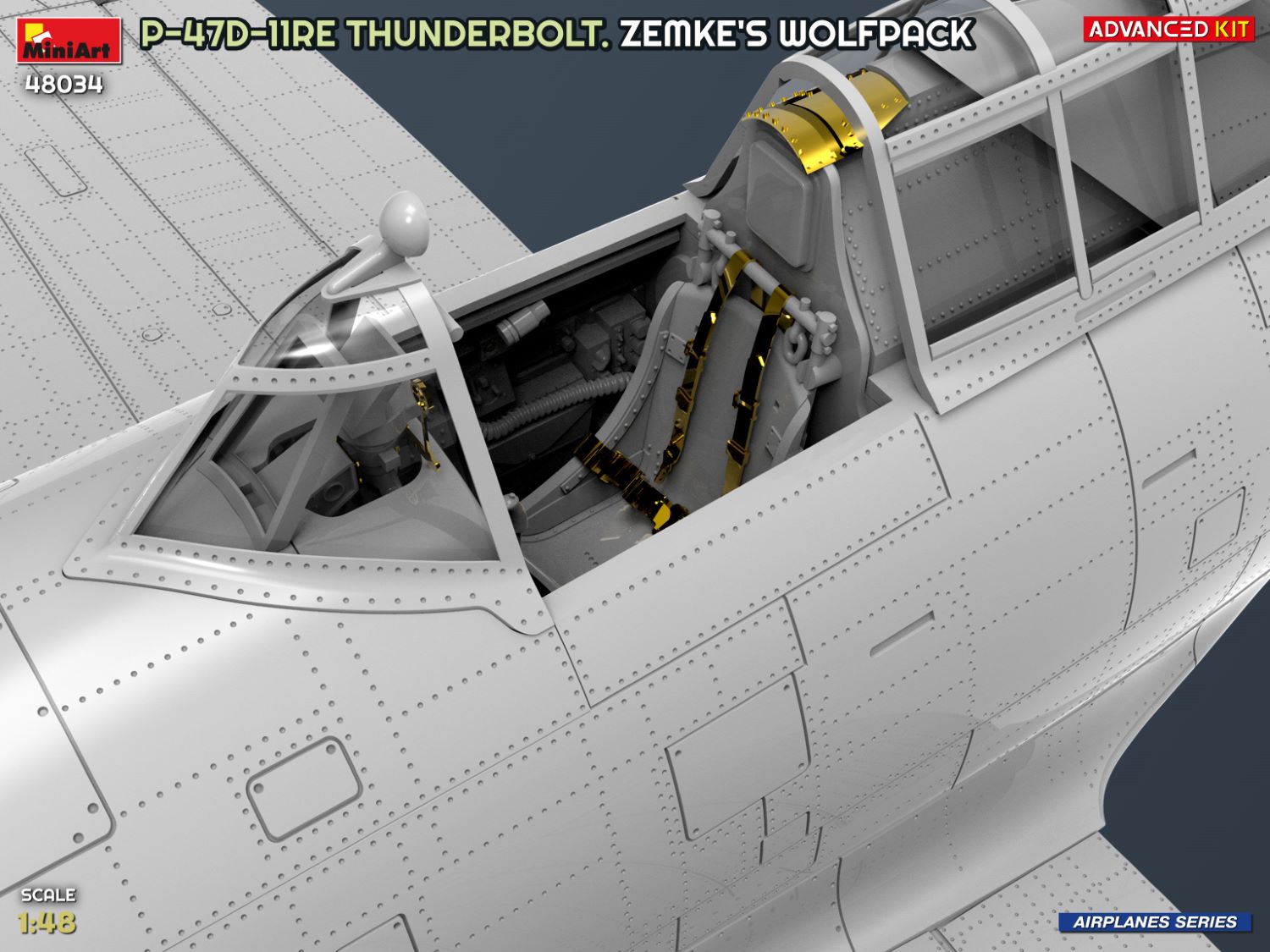 MiniArt 48034 1:48 P-47D-11RE Thunderbolt Maketi. Zemke's Wolfpack. Advanced Kit