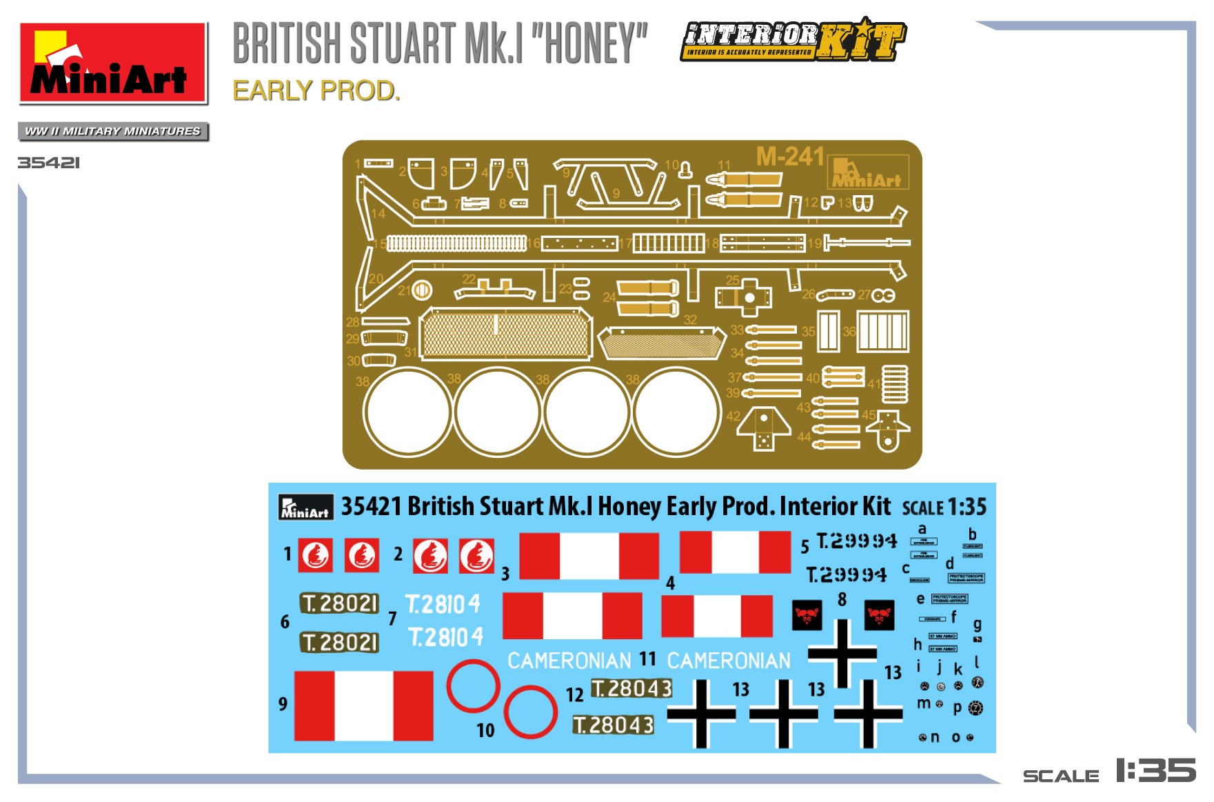 MiniArt 35421 1:35 İngiliz Stuart Mk.I "Honey" Erken Üretim. Interior Kit