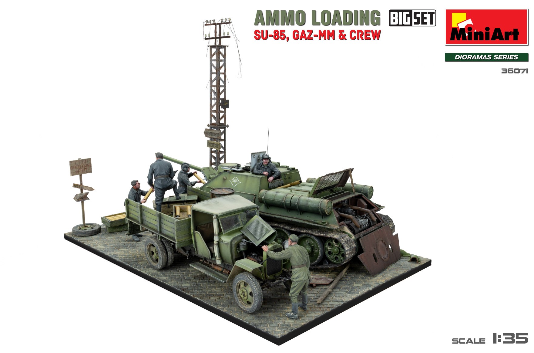 MiniArt 1:35 Mühimmat Yükleme (SU-85, GAZ-MM & Mürettebat) Büyük Ser