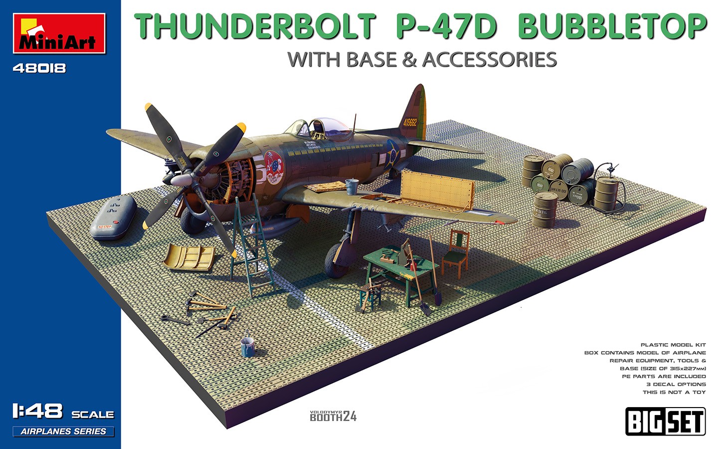 MiniArt 48018 1:48 Thunderbolt P-47D Balonlu Üst Taban ve Aksesuarlar. Büyük Set