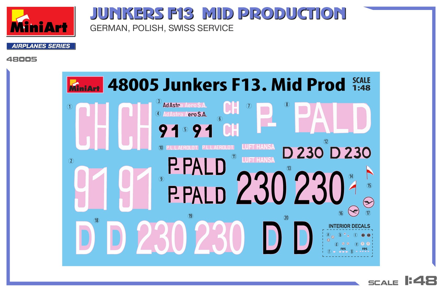 MiniArt 48005 1:48 Junkers F13. Uçak Maketi