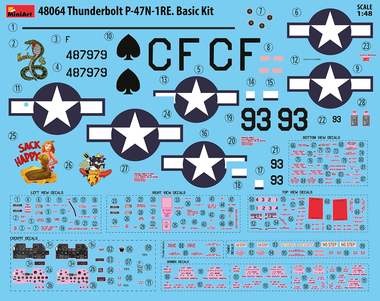 MiniArt 48064 1:48 P-47N-1RE Thunderbolt Maketi. Basic Kit