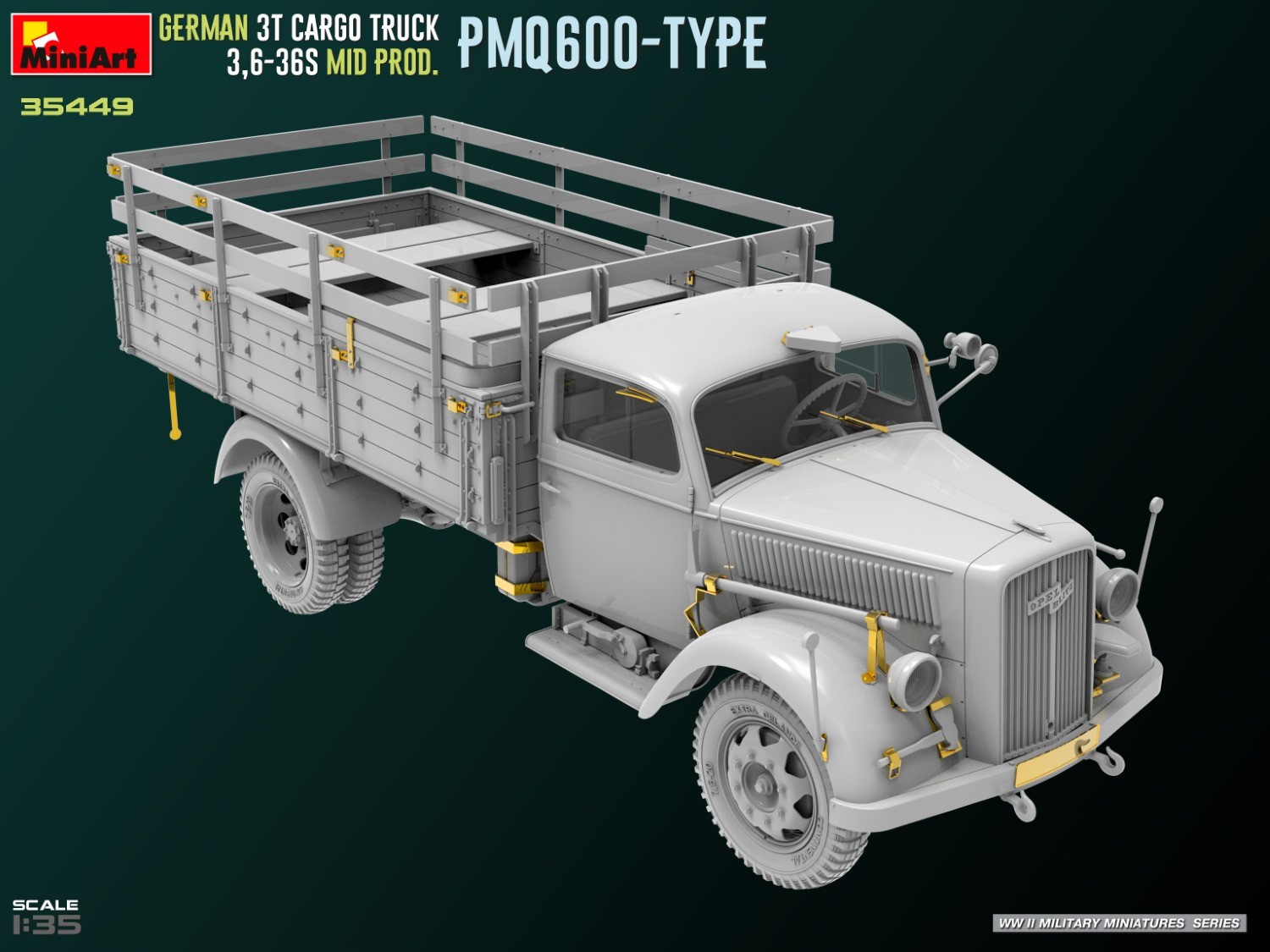 MiniArt 35449 1:35 Alman 3t Yük Kamyonu 3,6-36S Ara Üretim PmQ600-Tipi