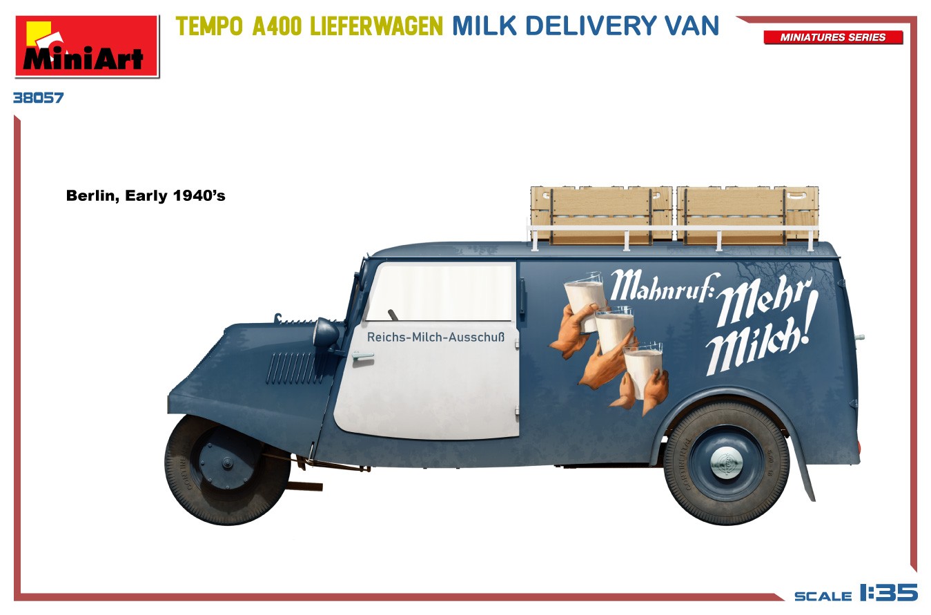 MiniArt 38057 1:35 Tempo A400 Lieferwagen. Süt Teslimat Kamyoneti