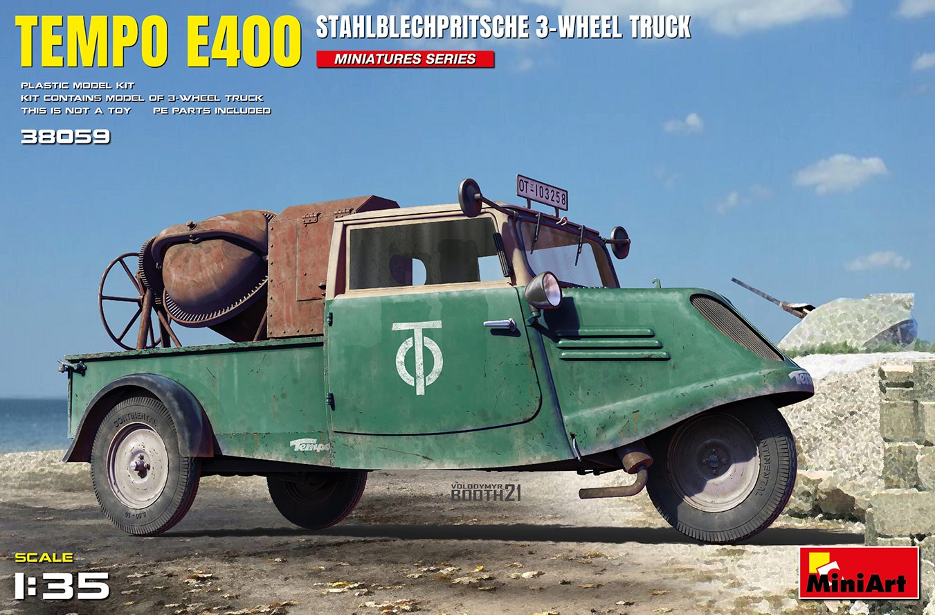 MiniArt 38059 1:35 Tempo E400 StahlblechPritsche 3 Tekerlekli Kamyon