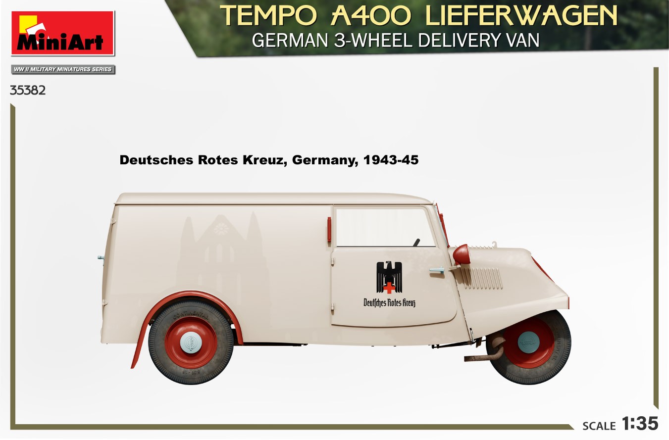 MiniArt 35382 1:35 Tempo A400 Lieferwagen. Alman-3 Tekerlekli Servis Aracı