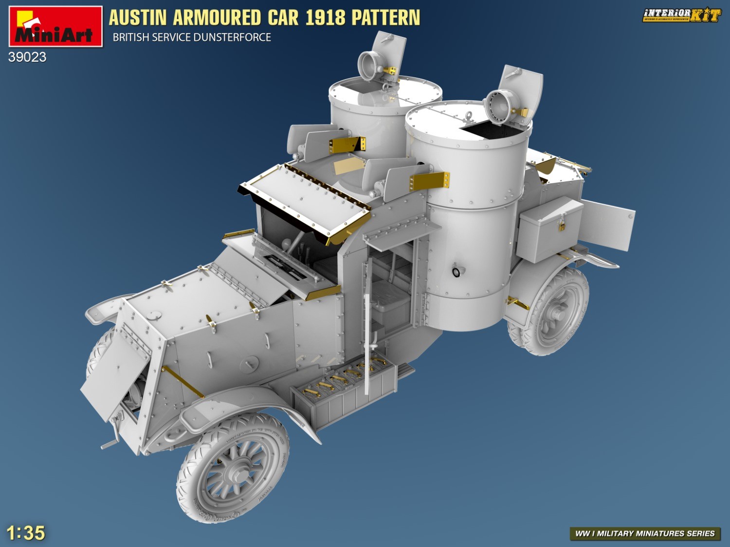 MiniArt 39023 1:35 Austin Zırhlı Araç 1918 Desenli İngiliz Servis. Dunsterforce. Interior Kit