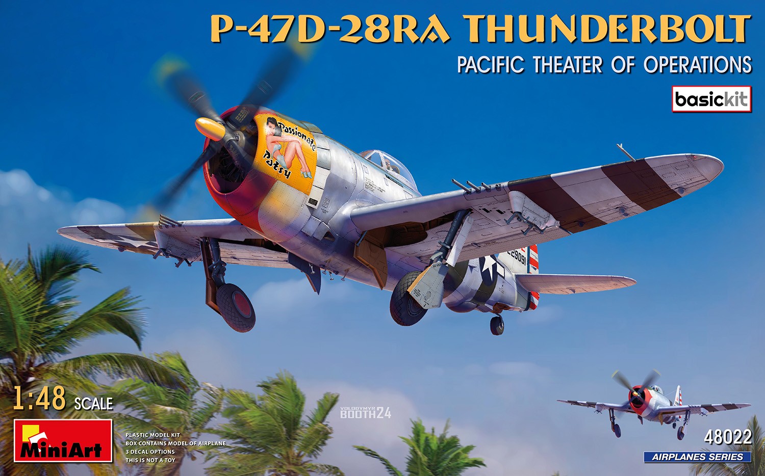 MiniArt 1:48 P-47D-28RE Thunderbolt Pasifik Harekat Sahnesi. Basic Kit.