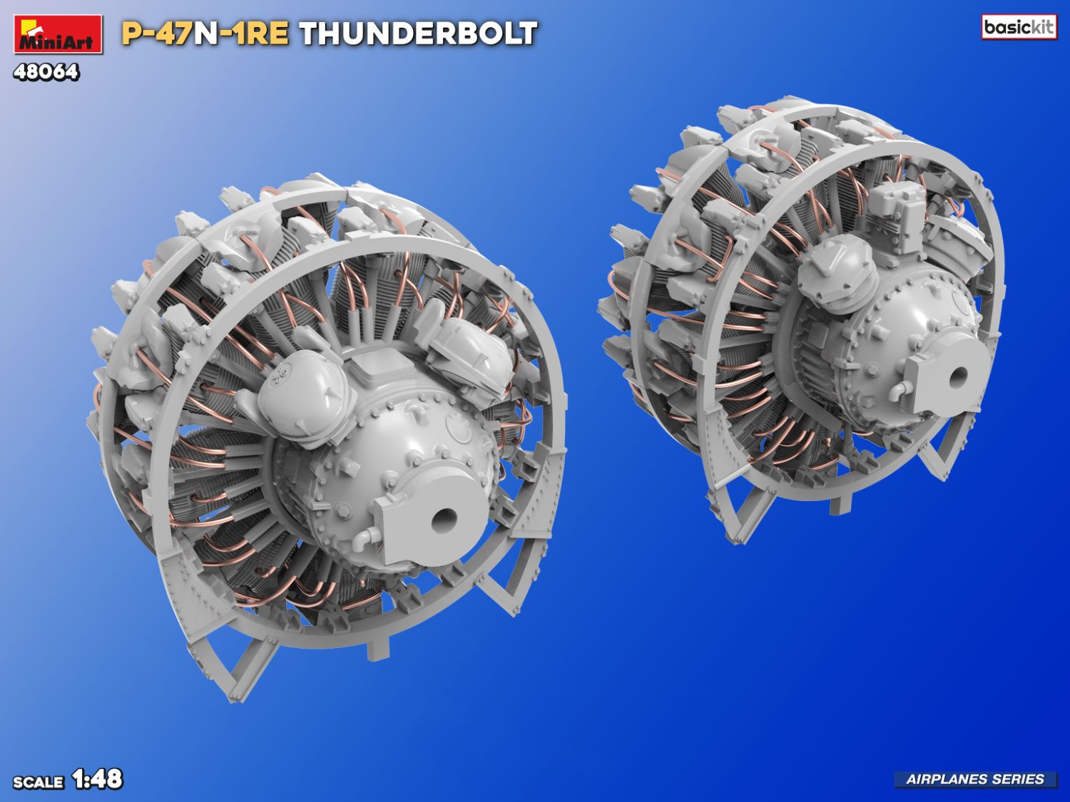 MiniArt 48064 1:48 P-47N-1RE Thunderbolt Maketi. Basic Kit
