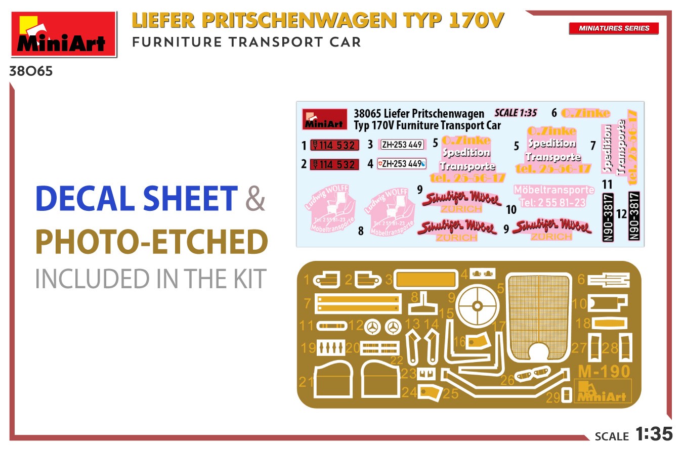 MiniArt 38065 1:35 Liefer Pritschenwagen Tip 170V Mobilya Nakliye Aracı