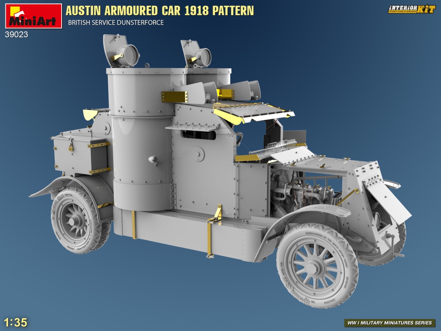 MiniArt 39023 1:35 Austin Zırhlı Araç 1918 Desenli İngiliz Servis. Dunsterforce. Interior Kit