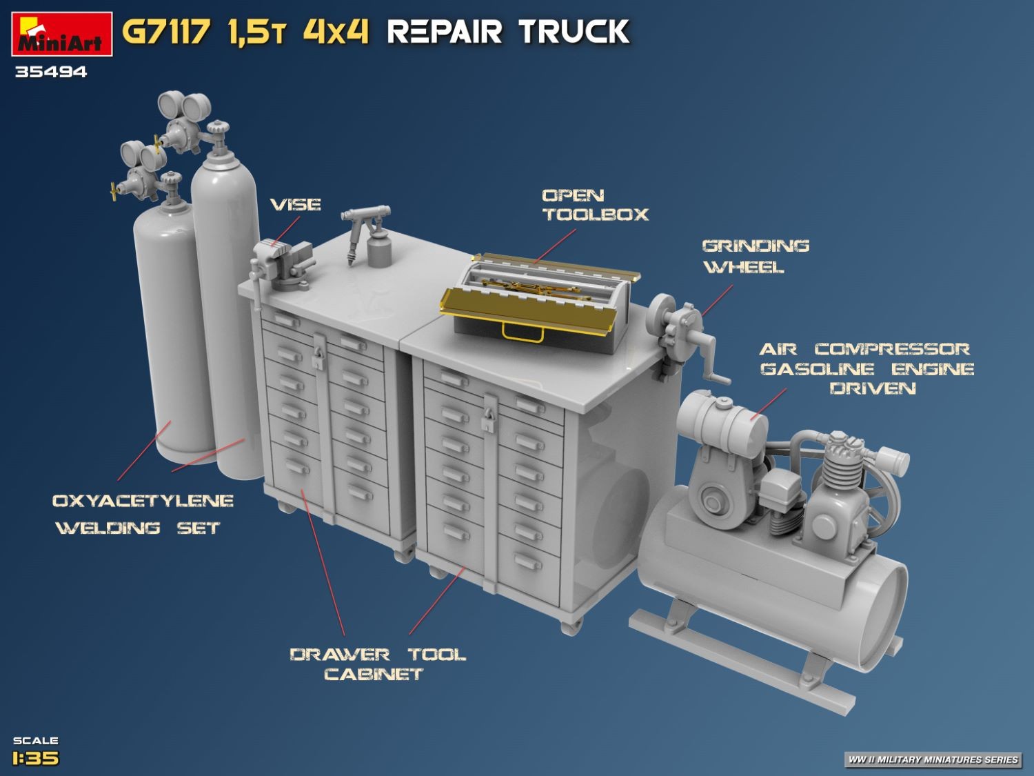 MiniArt 35494 1:35 G7117 1,5t 4x4 Tamir Kamyon Maketi