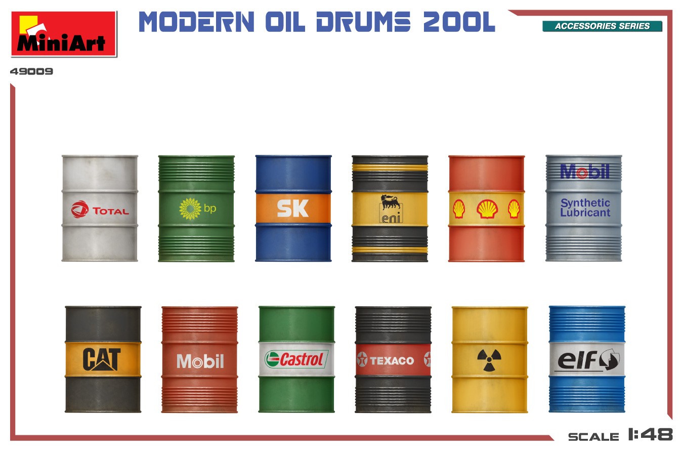 MiniArt 49009 1:48 Modern Yağ Varilleri 200l.