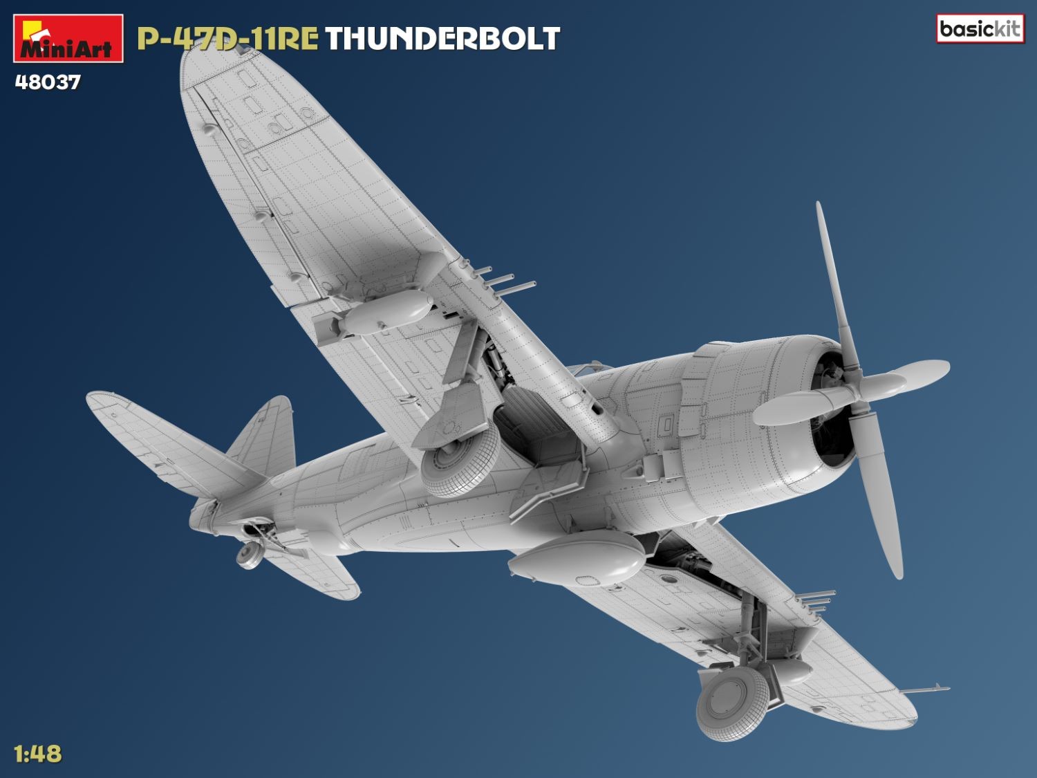 MiniArt 48037 1:48 P-47D-11RE Thunderbolt Uçak Maketi Temel Kit